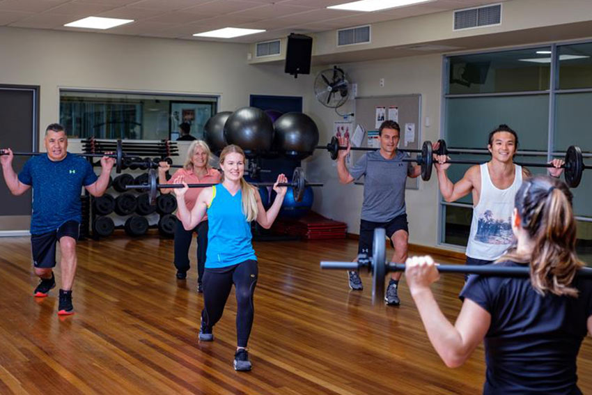 Group exercises with weights at AUT gym